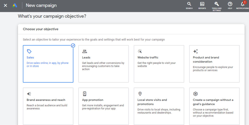 campaign objective sales